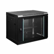 9U Network Server Cabinet Rack Wall Mount Data Enclosure Case 19 Inch Deep with Locking Glass Door Removable Side Panels for IT Computer Equipment