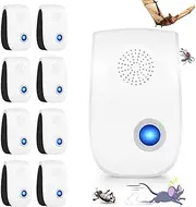 Ultrasonic Pest Repeller,8 Pack Rodent Repellent Ultrasonic Electronic Mouse Repellent Devices,Pest Defense Device,Plug in Bug Repellent for Mosquito Mice Rat Roach Pest Control,White