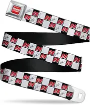 [Buckle-Down] Hendrick Motorsports Seatbelt Buckle Belt William Byron Autograph #24 Checker Logo, Red