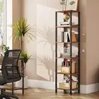 Bookshelf, 6-Tier Tall Book Shelf, Narrow Bookcase for Small Space, DIY Stackabl