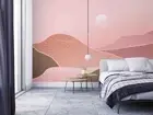 3D Abstract Mountain Sun Line Pink Self-adhesive Removeable Wallpaper Wall Mural