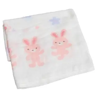 【日本野村作】Baby Gauze兒童棉紗浴巾-粉紅小兔