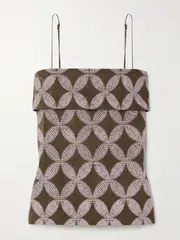 [Faithfull] Faithfull - + Net Sustain Bea Broderie Anglaise-trimmed Cotton-voile Top - Brown - x large x large Brown