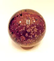GENUINE MURANO HAND BLOWN GLASS SPHERE. Bright Vibrant Golden Amber Color. Heavy