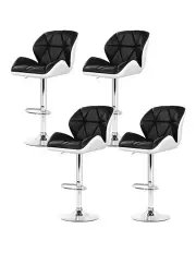 [Artiss] Gas Lift Padded Leather Bar Stools x4 in Black & White