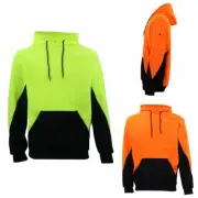 HI VIS Safety Fleece Pull Over Hoodie Jumper Jacket Workwear Kangaroo Pen Pocket