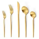 40 Pieces Silverware Set，Matte Gold Stainless Steel Flatware Cutlery Set