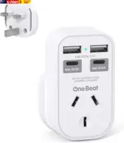 UK Travel Adapter,Au to UK Plug Adapter with 2 USB C 2 USB a Charging Sation, Po