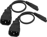 AAOTOKK (2 Pack) IEC 320 C14 to C7 AC Adapter Cable, 10A 125V IEC 3Pole Male to 2Pole Female Figure 8 Power Adapter,IEC C7 to C14 AC Converter Polarized Adapter for LED TV etc (0.3m/1ft)(C7 to C14)