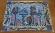 Set of 4 18"x14" Matching Poly/Cotton Screen Print Placemats w/ Bees, Birds, New
