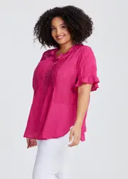 [Taking Shape] Taking Shape Natural Pleat Detail Top Size 20 in Raspberry Rose, Viscose - Plus Size Women's Clothing Raspberry Rose