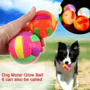 3X Pet Dog Puppy LED Light Up Flashing Play Toys Bounce Spiky Rubber Ball T0L2