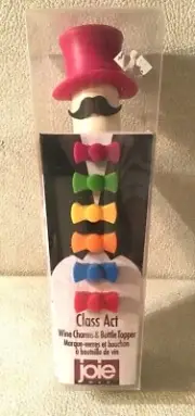 Joie Class Act - Bow Tie Wine Glass Charms & Bottle Topper Set of 6 Silicone NIB