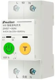 2P Circuit Breaker APP WiFi Enab Circuit Breaker Electricity Statistics Leakage Switch with Leakage Protection Overvoltage and Undervoltage Protection Mobile Phone Remote Control for White