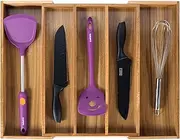 Utoplike Acacia Expandable Kitchen Drawer Organizer, Adjustable Utensil Holder and Cutlery Tray, Drawer Divider For Silverware, Flatware, Knives In Kitchen, Bedroom, Living Room