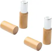 Healeved 2pcs Bamboo Lipstick Balm Tubes Stylish Empty Storage Container for Diy Crafts Silver Design Diameter for Homemade Lip Gloss and Travel