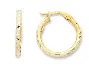 Two Tone Gold Silver Infused 15mm Hoop Earrings