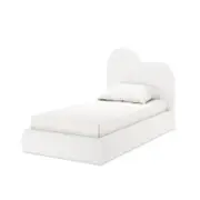 Thales Boucle Bed with Curved Headboard - Cream White
