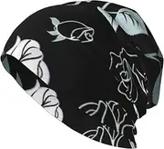 [ZaKhs] Rose Gothic Print Beanie Hat Winter Warm Knit Hat Soft Skull Cap for Women Men, Black, One Size