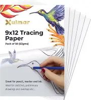 Tracing Paper 9X12 63 GSM - Pack of 50 Sheets Tracing Paper for Sewing Patterns,