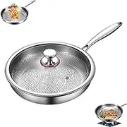 Titanium Hammered Pan Pro with Lid, 2025 Ultra-Durable Scratch-Resistant Non Stick Titanium Pan, Scratch-Resistant Non Stick Nutri Pans (XL(11.81in))