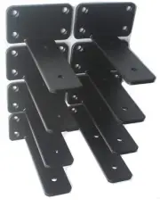 8 Pack - 5 inch Black Hidden L Shelf Bracket 1/5 Inch Thicked Iron Shelf