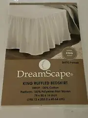 NWT DreamScape King Ruffled BedSkirt 200 TC Percale Frost Grey 78x80x16