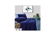 Elan Linen 100% Egyptian Cotton Vintage Washed 500TC Bed Sheets Set (Navy Blue)