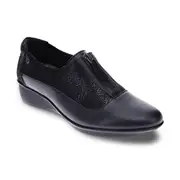 Revere Tangier Zip Loafer - Black French/Lizard
