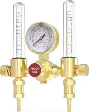 Dual Output Argon Regulator Flow Meter Mig Tig, 0-4500PSI, CGA580 Inlet Connecti