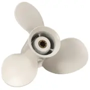 for 9.9-15HP 63V-45945-10-EL 9-1/4 x 9 Aluminum Alloy Marine Outboard Propeller 8 Spline Tooth 3 Bl white