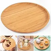 BUENTYA Bamboo Tray Wooden Trays Small Round Bamboo Tray Wooden Serving Plate Cup Coaster Flower Plant Succulent Tray for Coasters Tea Coffee Cake
