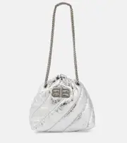 [Balenciaga] Balenciaga Crush Mini metallic leather crossbody bag One Size silver