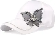 [Generic] Girls and Women's Cotton Diamond-Encrusted Shiny Butterfly Baseball Cap Casual Fashion Street Master Sun Shield Cap