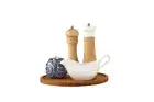 Turntable Tray Bamboo Large 35cm Lazy Susan Pantry Wood Organiser Storage Spices