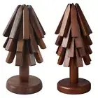 Tree Design Stand Hot Pad Non-Slip Wood Table Mat Trivet Set for Teapot Hot Pots