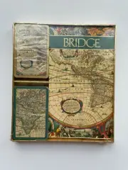 Bridge Caspari Large Type Playing Cards/Notepad World Map Print Set of 3 NEW