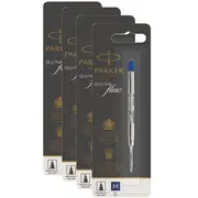 Parker Quinkflow Pen Refill Ballpoint Medium Nib (Blue) [4 Pack]