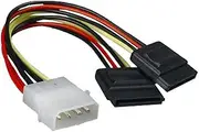 Astrotek 18AWG RoHS 4 Pins to 2 x 15 Pins Internal Power to SATA Molex Cable, 15 cm