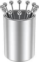 Abizarch 12 Pack Cocktail Picks Set with Holder 4.2 inch Stainless Steel Cocktail Toothpicks Sticks Multipurpose Cocktail Appetizer Skewers for Sandwiches BBQ Snacks Cocktails