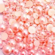 800 pieces Pink Mix Sizes flat back resin Pearl Cabochons