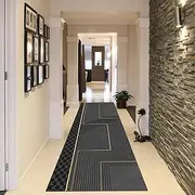 JYHCD Modern Washable Runner Rugs for Hallway, Non Slip Long Hallway Runner Rug,Gray Stripes Kitchen Area Rug,Nordic Style Carpet Floor Mat for Entrance Bedroom Laundry Room,40x60cm/16x24 in