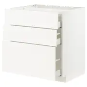 METOD / MAXIMERA base cab f hob/3 fronts/3 drawers, white/Veddinge white, 80x60x80 cm