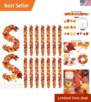 16 Pieces Fall Leaves Maple Garland 5.8ft/pc Fall Decor Artificial Foliage Ga...