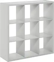 [Furinno] Cubicle Open Back Decorative Cube Storage Organizer, 9-Cube, Light Grey