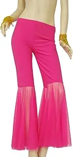 [TiaoBug] Belly Dance Costume Bell-Bottom Flare Pants for Women Low Rise Wide Leg Palazzo Flared Leggings