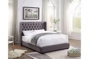 Bologna Premium Fabric Queen Bed Frame Grey