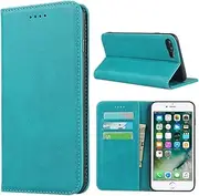 Cavor for iPhone 7 Plus Case, iPhone 8 Plus Case Cowhide Pattern PU Leather Book Wallet Magnetic Kickstand Flip Cover Phone Cases with Card Slots(5.5") -Sky Blue