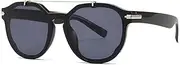 [HCHES] Vintage Double Beam Round Sunglasses For Women Fashion Black White Gradient Sun Glasses Men Claw Driving Eyewear Gafas