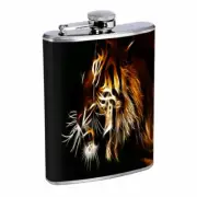 Abstract Neon Tiger E1 Flask 8oz Stainless Steel Hip Drinking Whiskey
